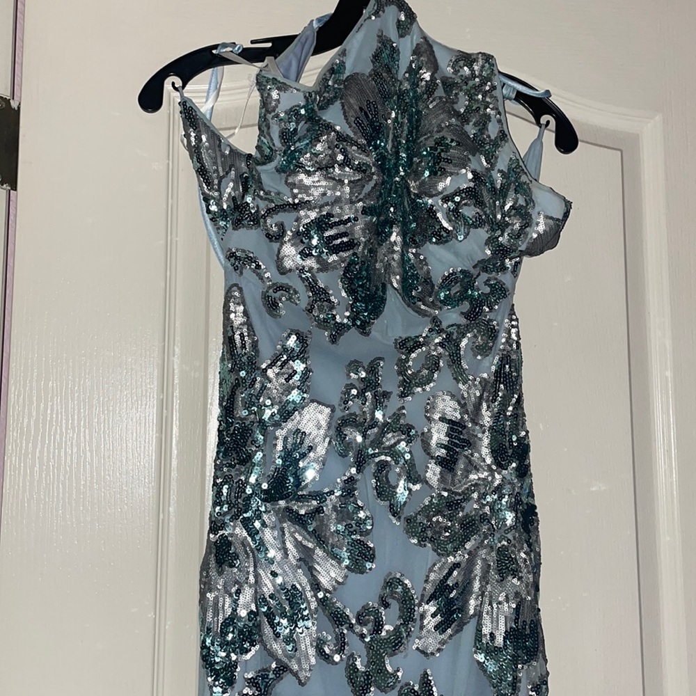Sequence formal long halter strap, backless dress size 2